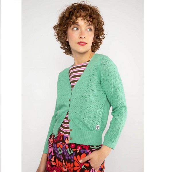 CARDIGAN SWEET PETITE VERT MENTHE COTON BIO - BLUTSGESCHWISTER - LE MOUTON A 3 PATTES - 1