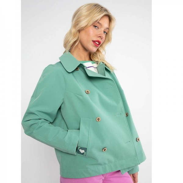 VESTE TINY TRENCH VERT D'EAU POLYESTER RECYCLE - BLUTSGESHWISTER - LE MOUTON A 3 PATTES - 1