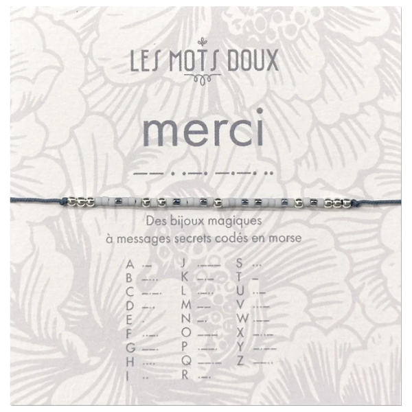 BRACELET LIEN CODE MORSE MERCI ARGENT - LES MOTS DOUX - LE MOUTON A 3 PATTES - 1