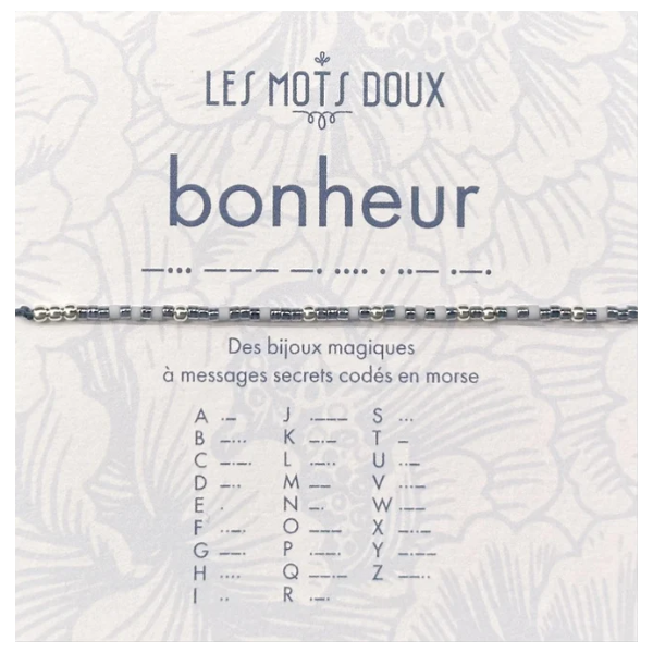 BRACELET LIEN CODE MORSE BONHEUR ARGENT - LES MOTS DOUX - LE MOUTON A 3 PATTES - 1