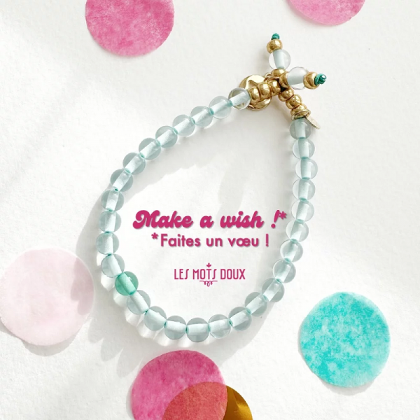 BRACELET MAKE A WISH BLEU CIEL VERT - LES MOTS DOUX - LE MOUTON A 3 PATTES - 1