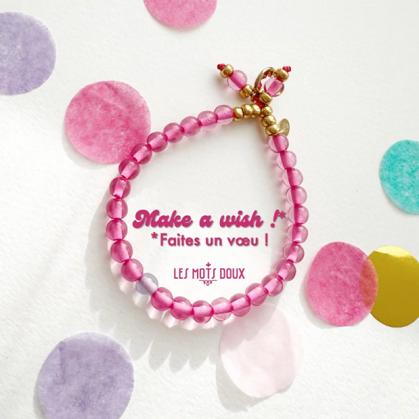 BRACELET MAKE A WIH ROSE ET GRIS - LES MOTS DOUX - LE MOUTON A 3 PATTES - 1