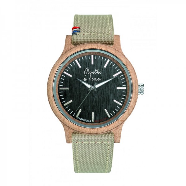 MONTRE BOIS TISSU BEIGE PIQUE - MENTHE A L 'EAU - LE MOUTON A 3 PATTES - 1