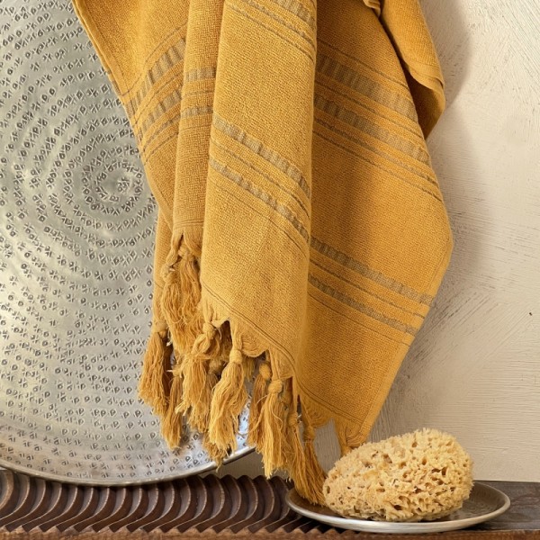 FOUTA DOLCE EPONGE COTON BIO COLORIS CITRINE - KARAWAN AUTHENTIC - LE MOUTON A 3 PATTES - 1